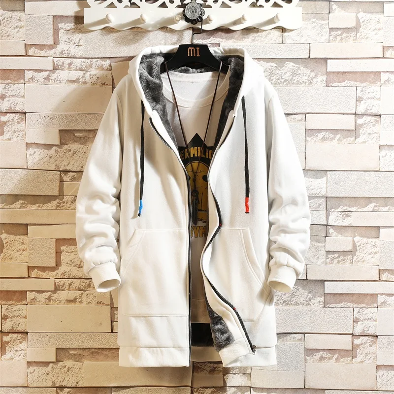

2020 New Men's Winter Warm Hooded Jacket Men Fleece Coat Windproof Casual Sweatshirt Male Long Hoodies Cardigan S-5XL