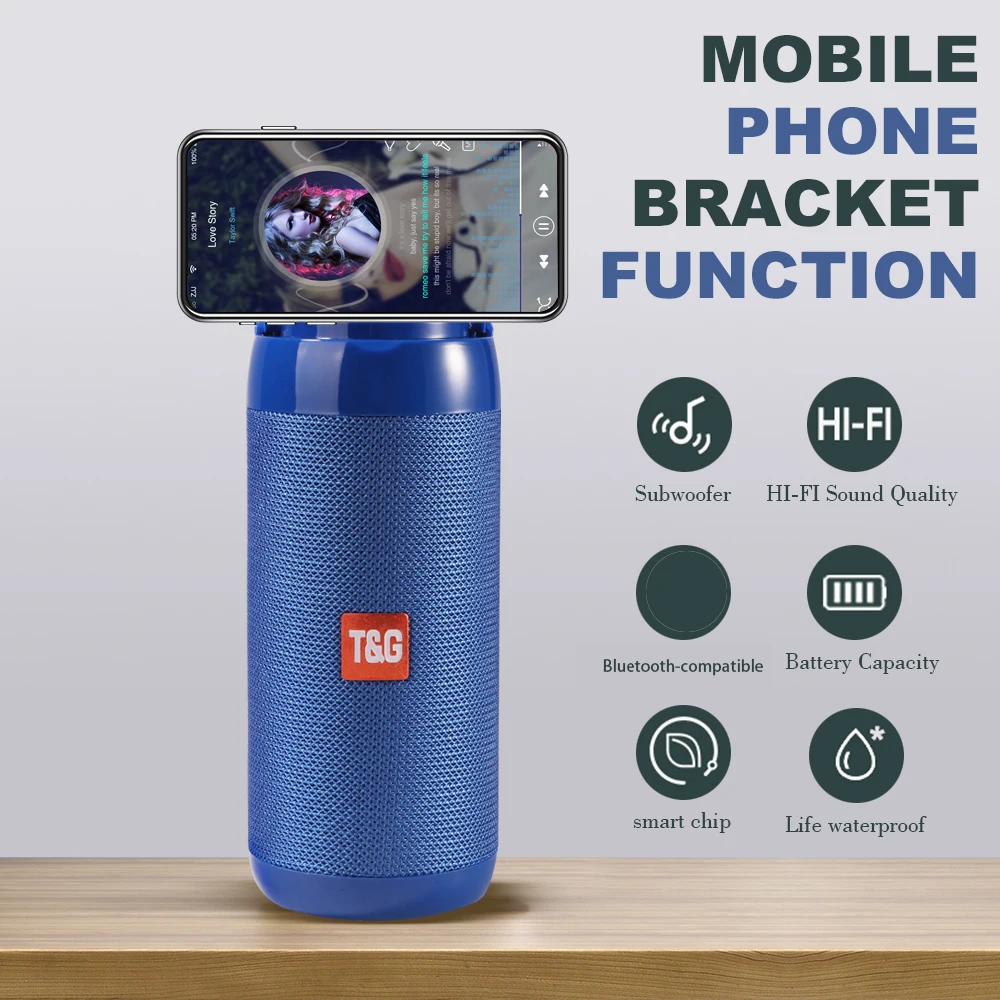 

Phone Holder Bluetooth-compatible Speaker Support FM Radio TF Card AUX Cable Wireless Speakers Sound Column