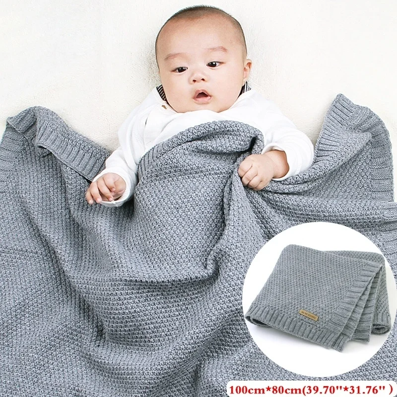 Теплое Флисовое одеяло для новорожденных однотонное трикотажное ветрозащитное