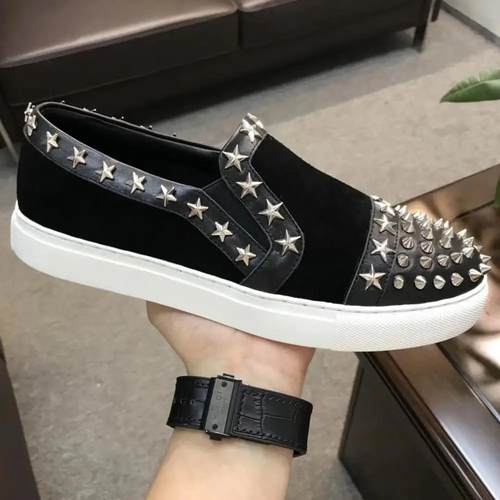 Brand men shoes 2021 New Fashion breathable comfortable loafers luxury Spikes men's flats casual | Обувь