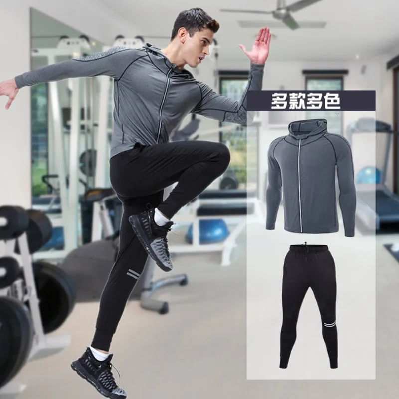 Спортивные костюмы, спортивная одежда для мужчин, Осень-зима, профессиональный тренировочный костюм, толстовка с длинным рукавом+ спортивные штаны, худи, спортивный костюм, мужской набор для бега