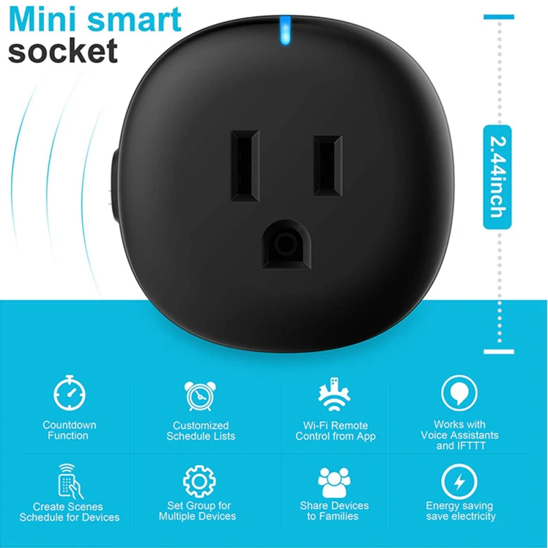 

New 10A US Standard WiFi Smart Plug Outlet Tuya Remote Control Home Appliances Works With Alexa Google Home No Hub Require