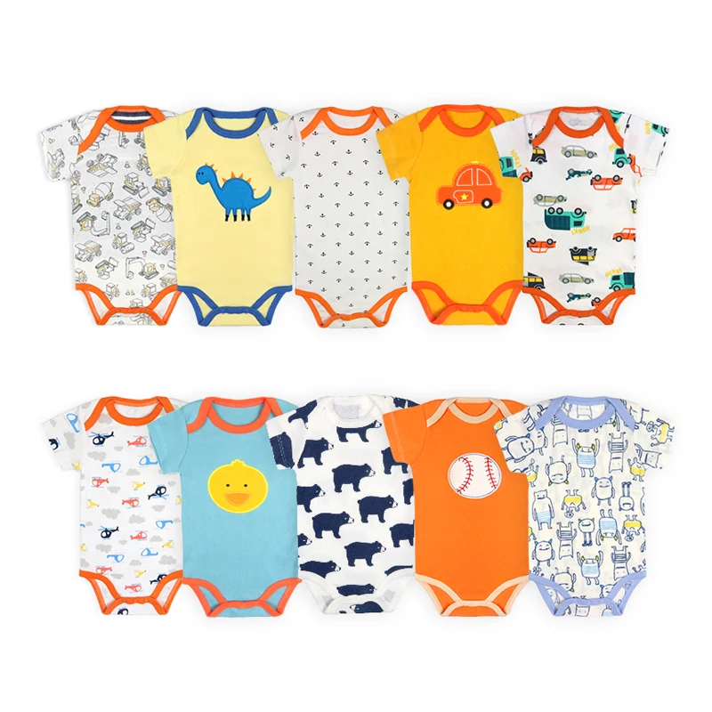 

Newborn Baby Bodysuits Print Body Baby Boy Girl Clothing 5pcs in Sets Clothes Products Short Sleeve Jumpsuits