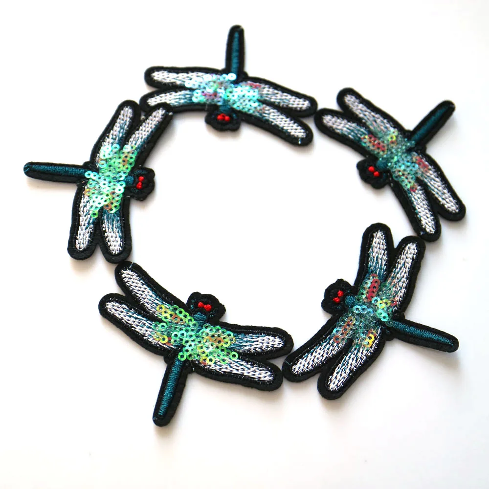 5 шт./лот патчи с вышивкой Стрекоза для одежды утюгом аппликация глажки