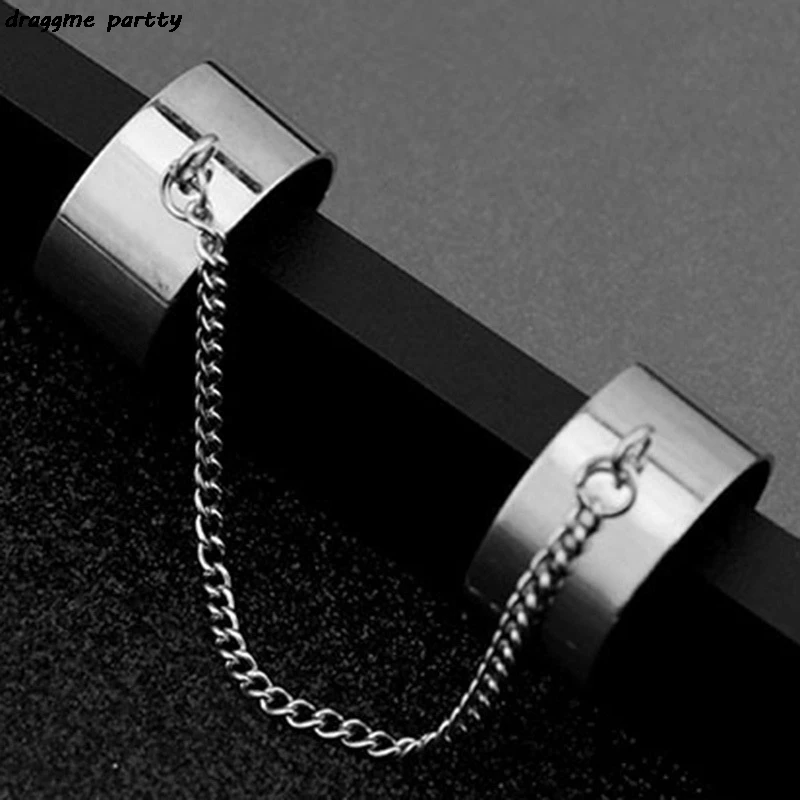 Корейское кольцо с 2 соединительными пальцами Панк цепь из нержавеющей стали