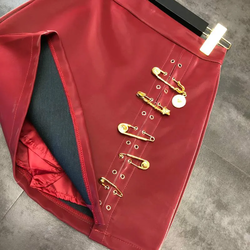 Neploe Autumn Winter New Metal Brooch Design A Line Skrit Solid High Waist Hip Jupe Femme Outwear Temperament Faldas 47598