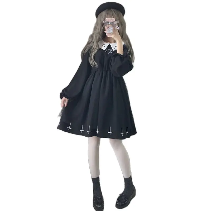 

Готическое платье в стиле "Лолита", модное женское платье в стиле Харадзюку с перекрестной шнуровкой, мягкое Тюлевое платье в японском стиле...