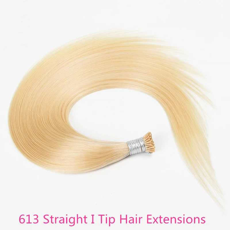 Brazilian 613 Straight Microlinks Human Hair Extensions For Women I Tip Virgin Hair Extension Bulk Natural Black Color