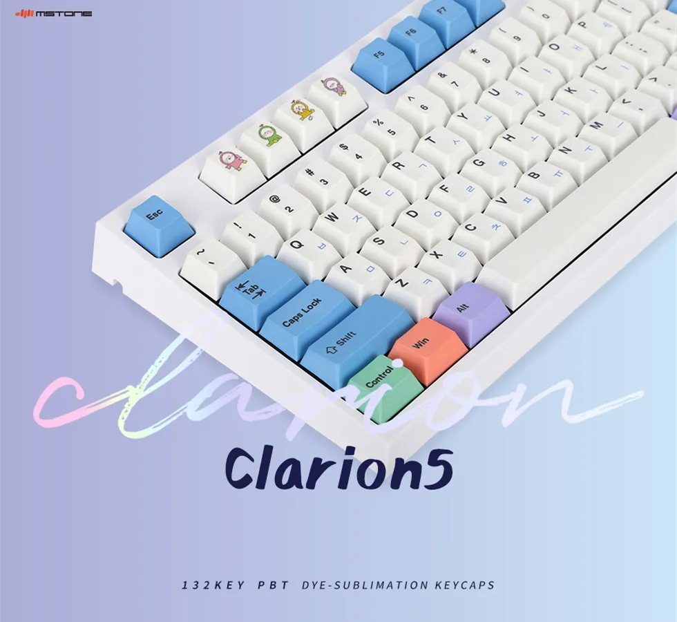 

Базовая сублимационная клавиатура Mstone Clarion5 PBT 132Key, вишневая Механическая фотография (8 бит)