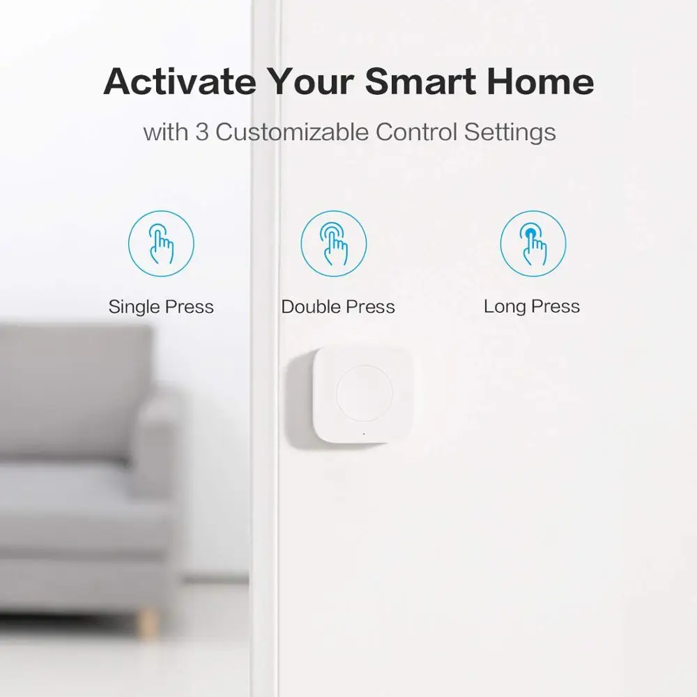 Фото Умный беспроводной мини-переключатель Aqara Zigbee Homekit, сенсорный Умный выключатель для Xiaomi Mi Home Zigbee SmartHome, кнопка дистанционного управления для безопасности №3