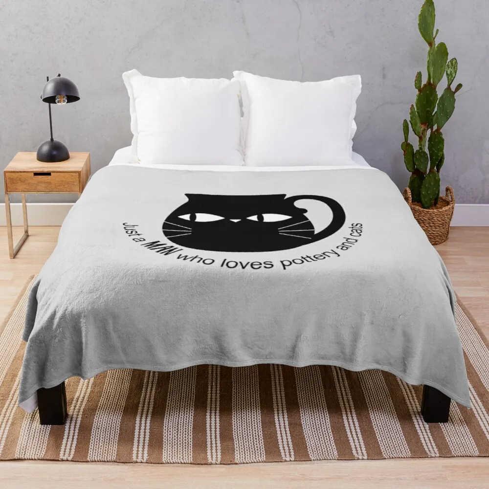 

Мягкое теплое флисовое плюшевое одеяло для мальчиков и девочек Just a man, которая любит гончарные изделия и кошек, ковер для дивана, кровати, ко...