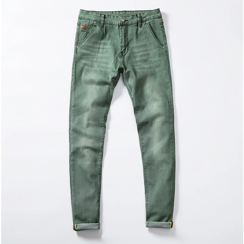 DIMI Classical Jeans Men Skinny Jeans Newly Fashion Men Jeans Slim Fit Elastic Pencil Pants Khaki Blue Green Color Cotton
