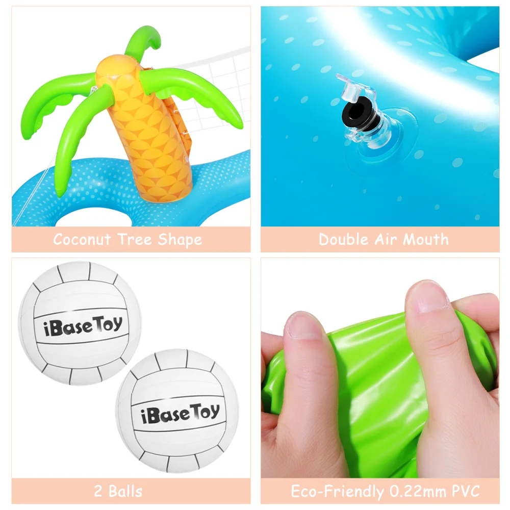 

IBASETOY 1PC PVC Inflatable Volleyball Game Set Floating Swimming Pool for Family Kids