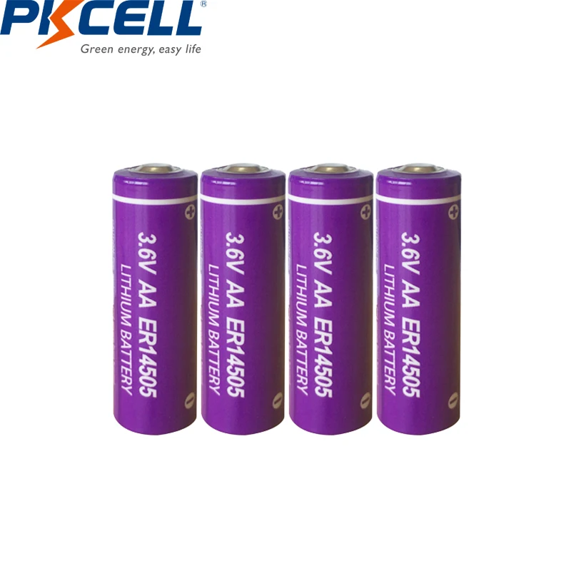 

4Pcs PKCELL 3.6V AA battery ER14505 14505 2400mah LiSCLO2 AA Batteries Superior LR6 R6P 1.5V Batteries For GPS Tracking Cameras