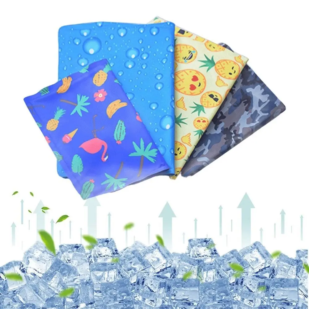 

Pet Cold Gel Pad Dog Cooling Cushion PVC Soft Comfortable Heat Relief Cat Sleeping Bed Mat Cartoon Print Puppy Ice Mattress