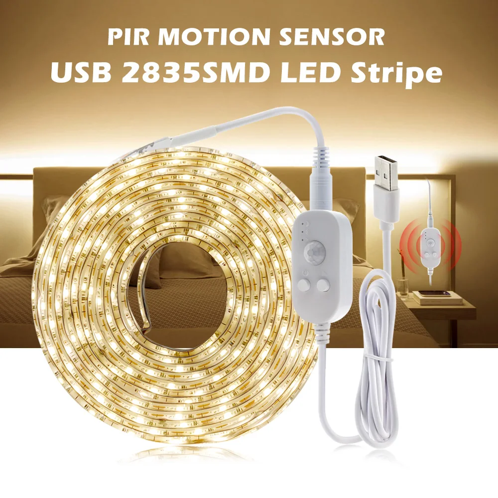 DC5V лампа USB PIR Motion светодиодный подсветильник ка TV кухонная полоска белый теплый