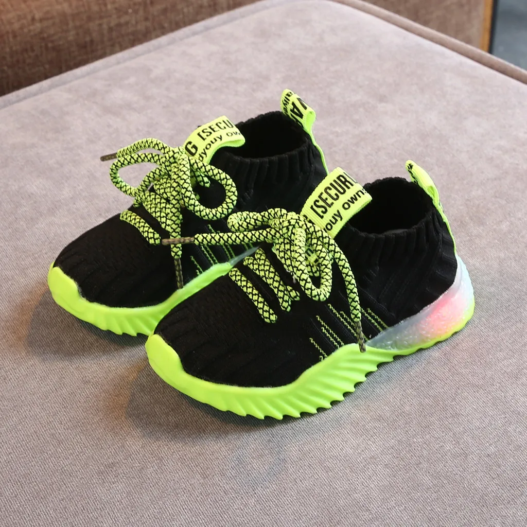 Детская обувь для маленьких девочек и мальчиков сетчатый светодиодный