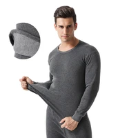autumnwinter hot style men solid round collar thermal underwear set with warm wool and thick thermal clothing long johns