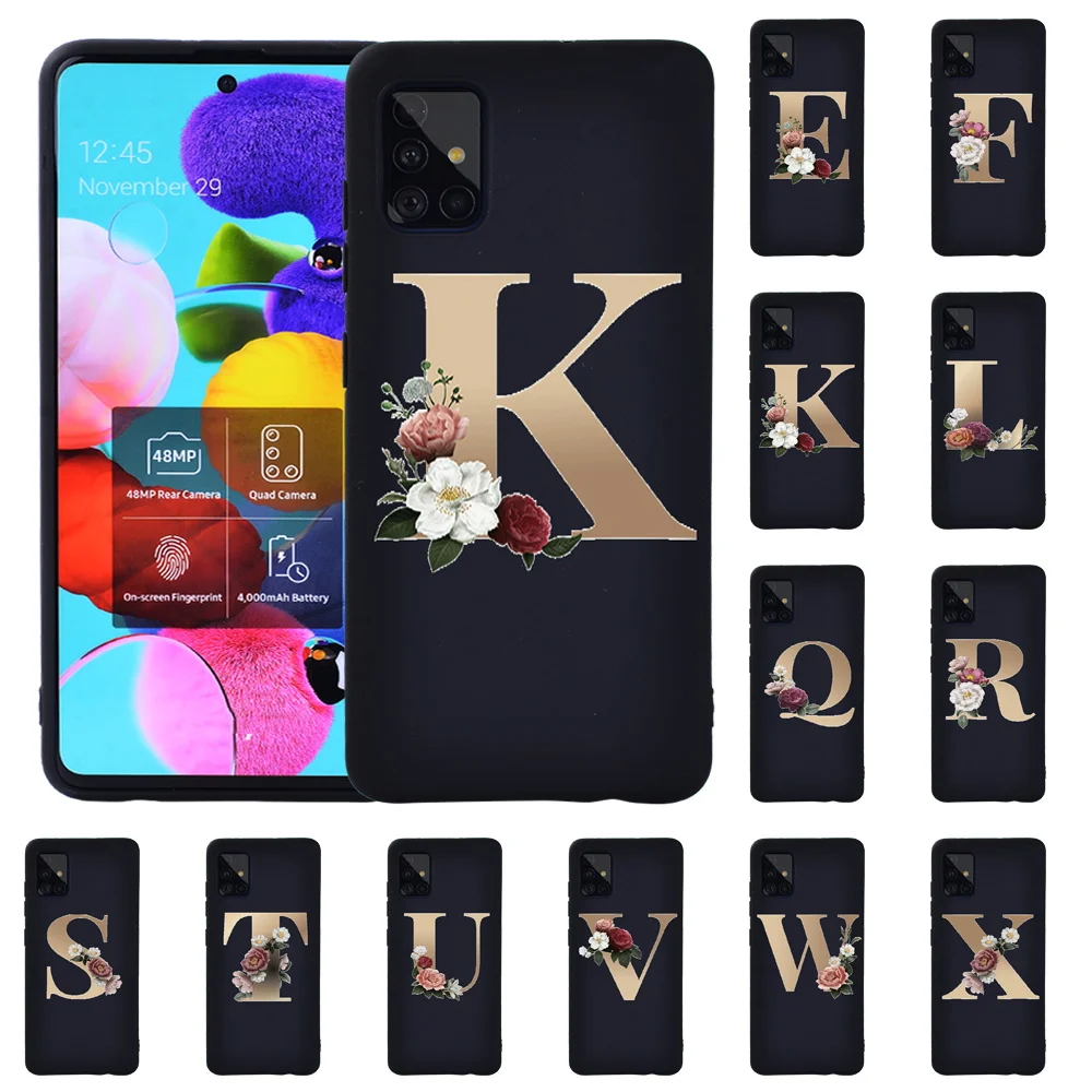 

Soft TPU Silicone Phone Case for Samsung A10/A20E/A30S/A40/A50/A50S/A70/A70S/A51/A71 Luxury Initial Name Letter Pattern Cover