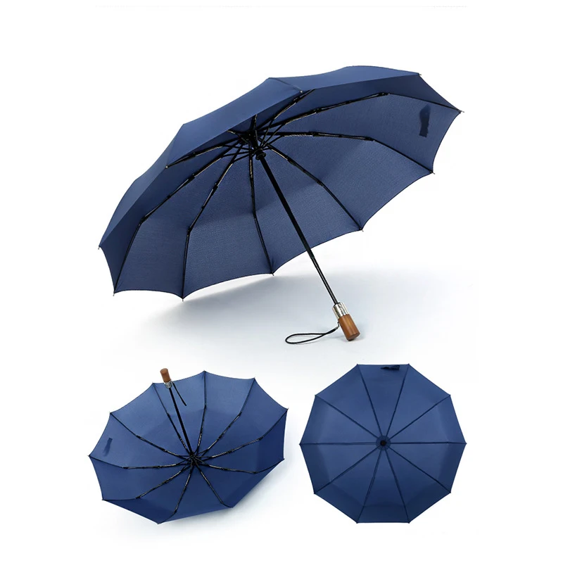 

Business Full Automatic Oversize Reinforced Umbrella Three Folding Male Female Parasol Umbrella Rain Women Windproof Umbrella