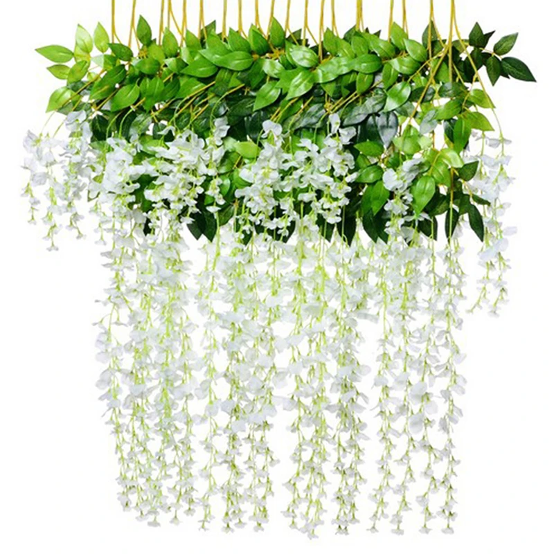 

12pcs / Artificial Flower Wisteria Flower Vine Silk Wreath Arch Wedding Home Garden Flower Art DIY Living Room Office Decoration