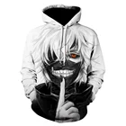Свитшот с капюшоном для мужчин и женщин, детский Модный повседневный пуловер в стиле хип-хоп с 3D принтом аниме Токийский Гуль