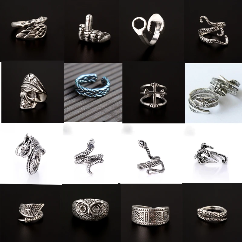 

Retro Men's Resizable Adjustable Domineering Exaggerated Hipster Anger Vertical Middle Finger Ring Female Couple Punk Jewelry