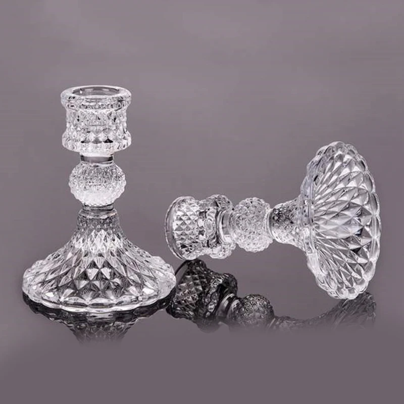 Классический стеклянный подсвечник изысканный стиль прочная долговечная