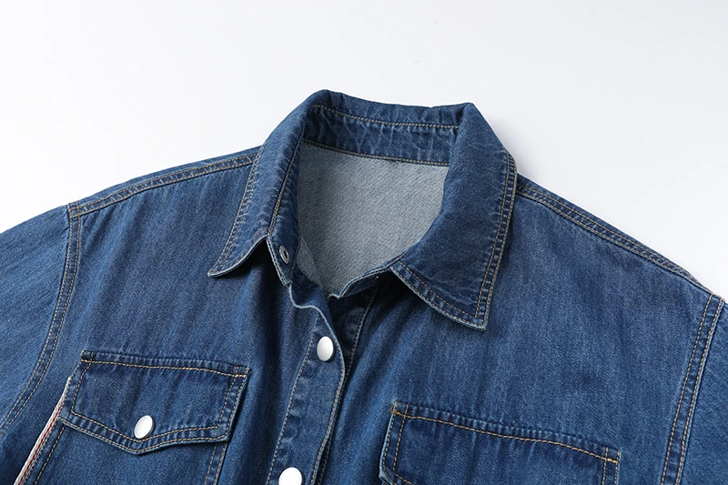 

[EAM] Loose Fit Women Blue Single Breasted Denim Jumpsuit New High Waist Pocket Stitch Pants Fashion Spring Summer 2021 1DD8723
