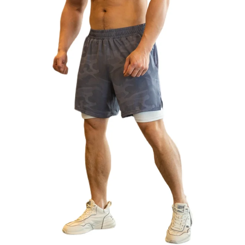

Running Shorts Men 2 In 1 Double-deck Zip pocket Quick Dry GYM Shorts Fitness Jogging Workout Shorts Men Sports Short Pants