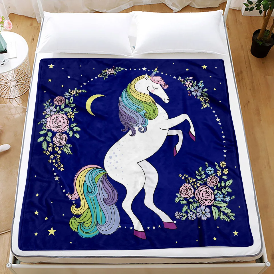 

Cute Unicorn Flannel Blanket Microfiber Coral Fleece Beds Sofa Children Throw Cover Summer Thin Bedspreads Office Nap Blankets
