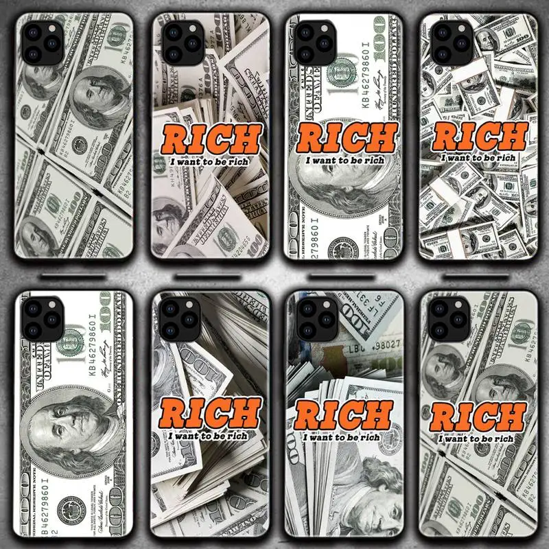 

Funny Money U.S Dollar Rich Soft Cover Phone Case For Iphone 6 6s 7 8 Plus XR X XS XSmax 11 12 Pro Mini Max