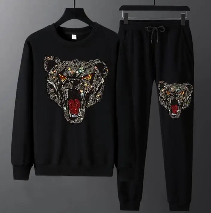 

Drop shipping Tracksuits Men Set Thicken Suit Fleece Sweatshirt Sportswear Set Casual Men's 2PCS designer man clothes hot dril