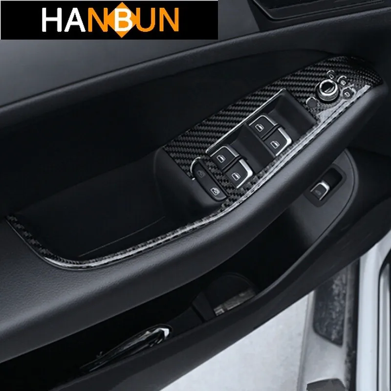 

Carbon Fiber Car Styling For Audi Q5 2012-18 Door Armrest Window Glass Lifter Buttons Panel Decorative Frame Cover Trim Stickers