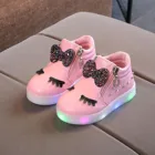 Детская обувь со светодиодной подсветкой, детская обувь, ботинки для девочек, для новорожденных, для девочек, со светодиодной подсветкой и бантом, спортивная обувь