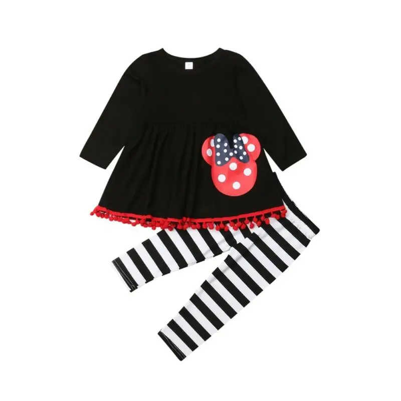 Cartoon Toddler Kids Baby Girls Autumn Clothes Long Sleeve T-shirt Tops Dress+Strap Pants Leggings Tousers 2PCS Outfits Set 2-7T | Детская