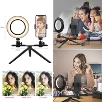 6 3inch16cm 3 color dimmable ring light video led beauty photography ring lamptripod with phone holder