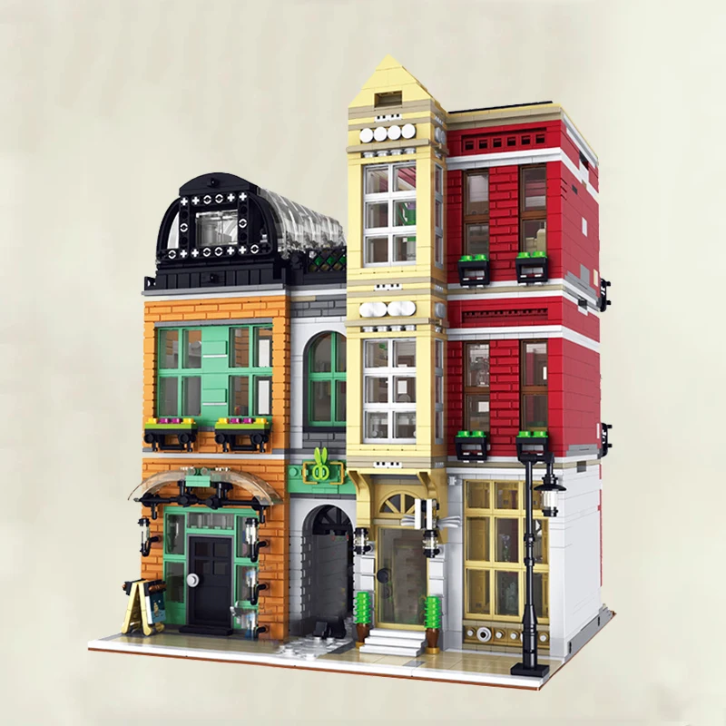 

Creator Expert Street View Model 4087Pcs Bootblack Book Shop Modular MOC Bricks Building Blocks Green Grocer Detective Office