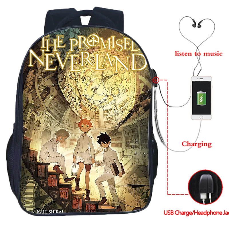 

Teenager The Promised Neverland Backpack Boys Girls Anime Schoolbag 3d Printed Usb Design School Backpacks School Gift Mochila