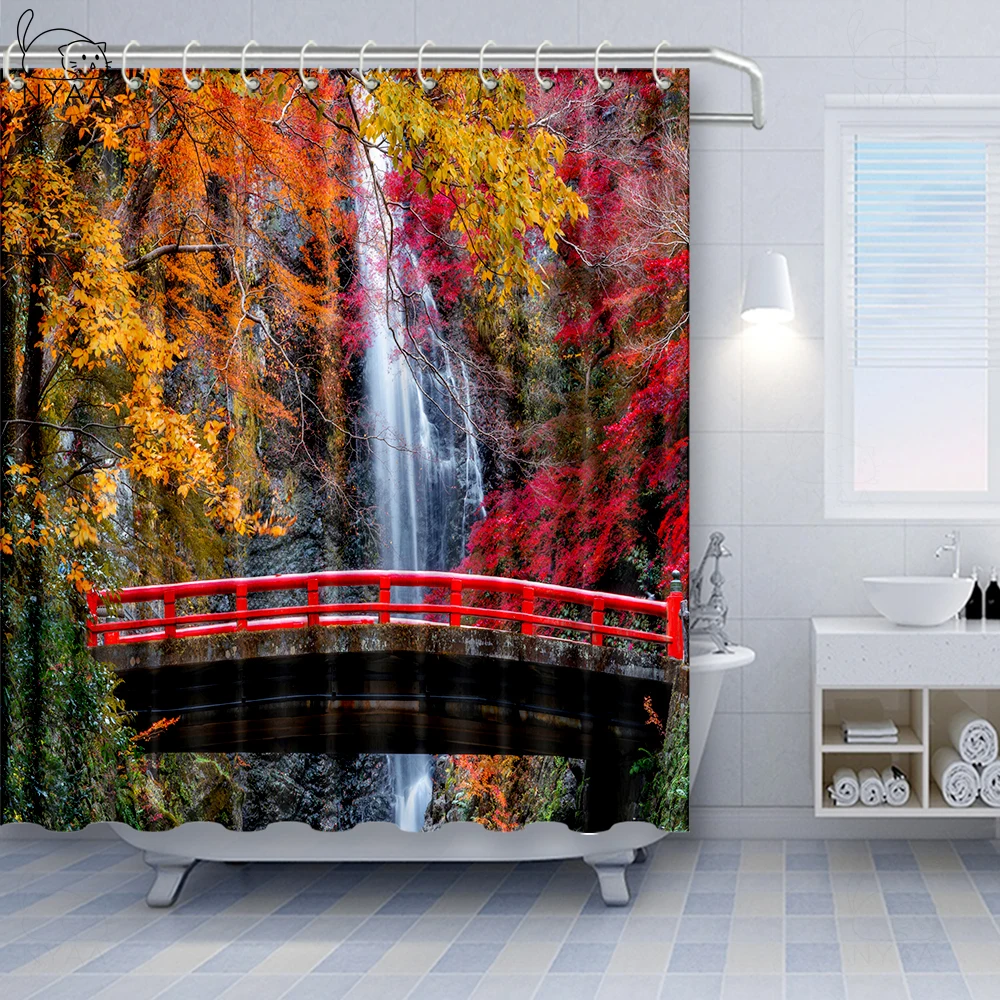 Занавеска для душа водонепроницаемая тканевая занавеска ванной комнаты с 3D