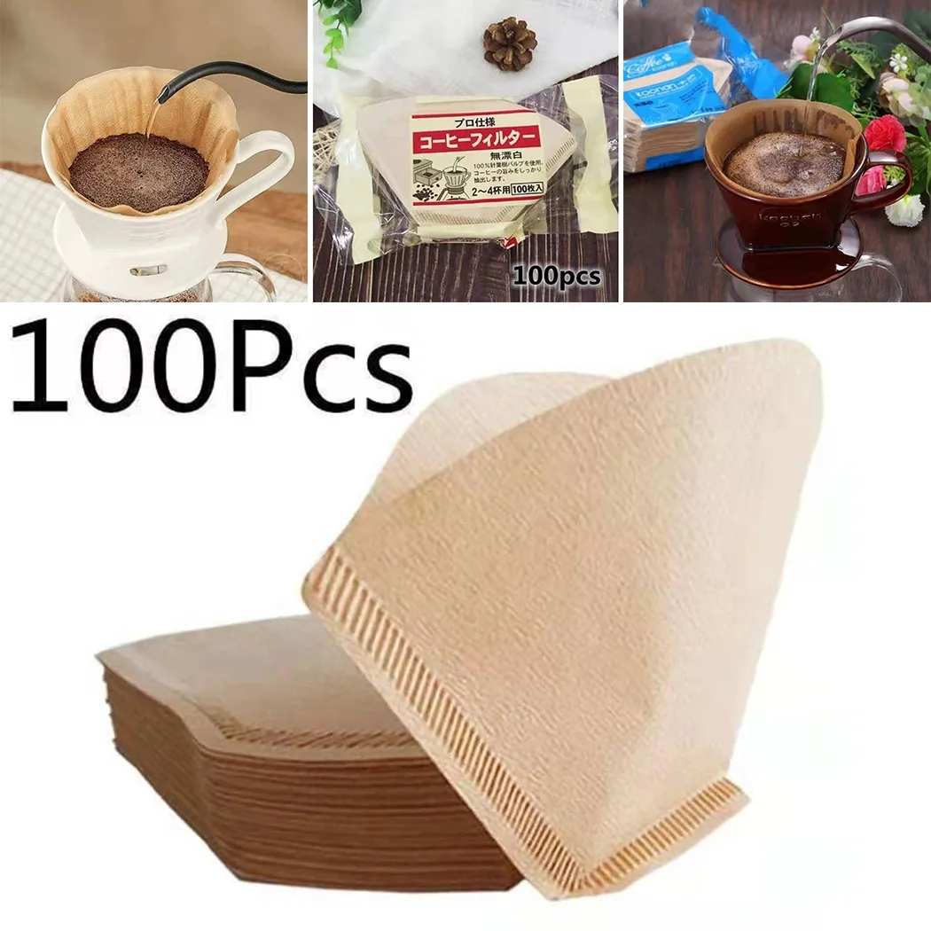

100 шт., бумажные конусы для фильтрации кофе