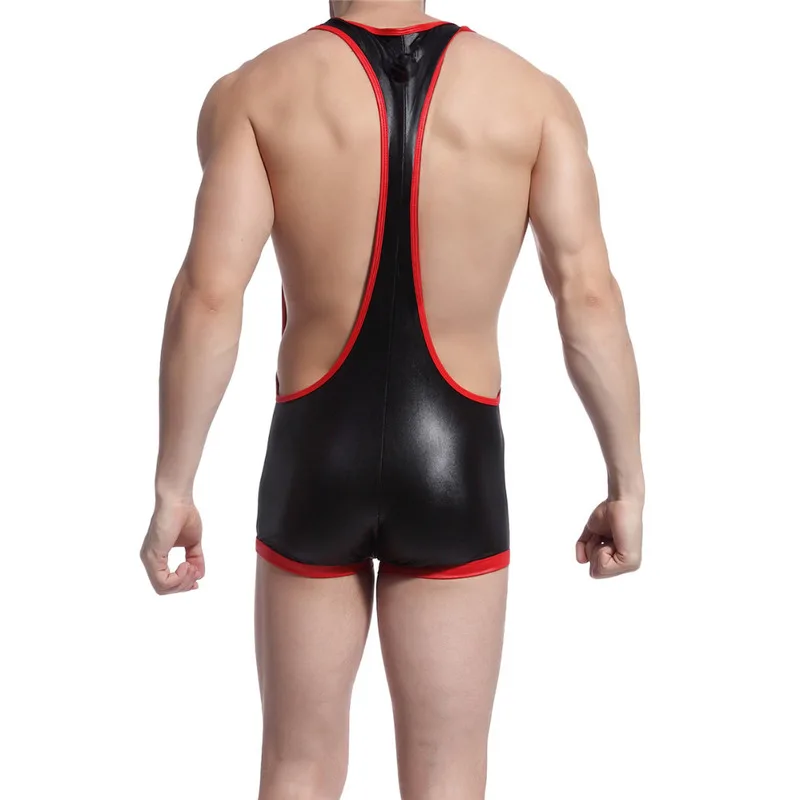 Сексуальное мужское нижнее белье Искусственная кожа латексные борьба ФИТНЕССА
