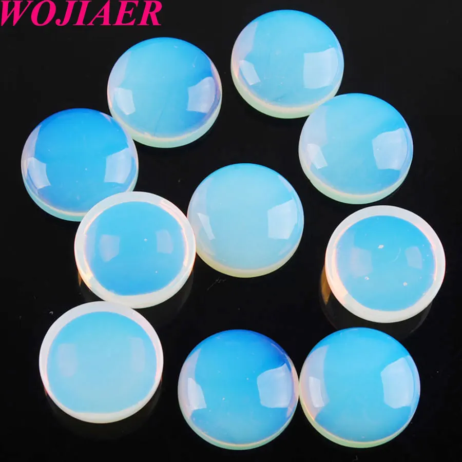 White Opal Loose Gem Stones Round Cabochon Beads Natural Stone Healing Bead Fit for Women Men DIY Handmade Jewelry 50PCS PU8227 | Украшения