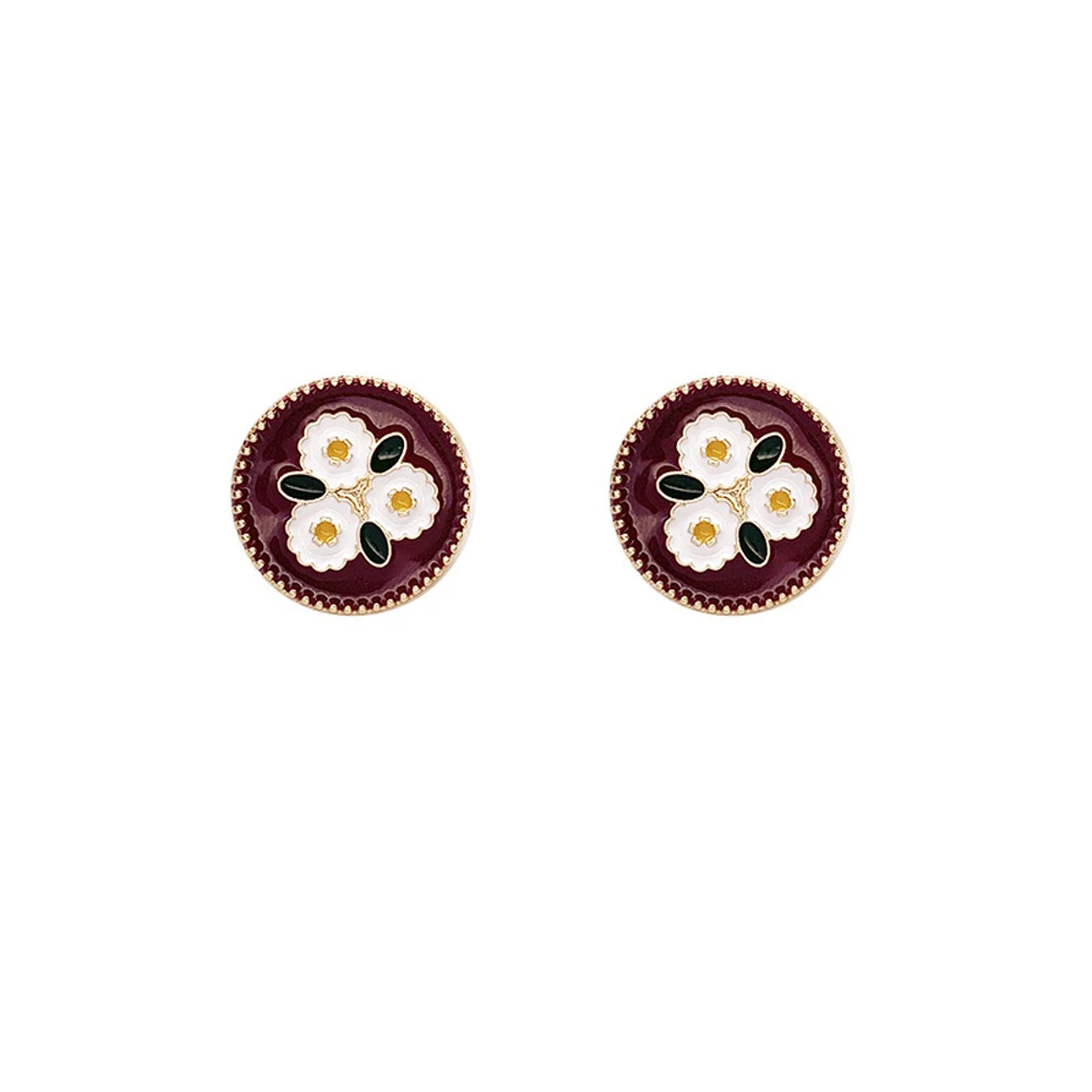 

Creative Earrings Fashion Personality Style Restoring Ancient Ways Flower Pattern Geometry Stud Earrings Women Adorn Article