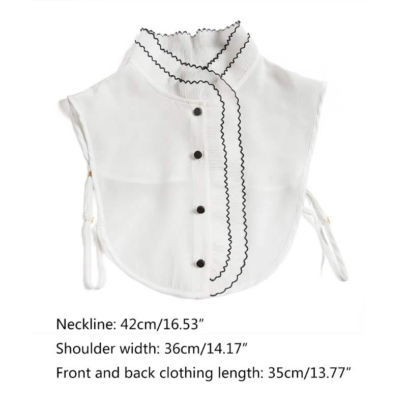 

Women Irregular Wrinkled Ruffles Stand-Up False Fake Collar Button Down Layered Detachable Half Shirt Blouse Clothes Accessories
