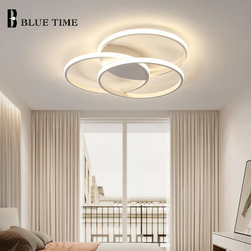 

Trendy Ceiling Light Circle Rings Design Black White Bedroom Living Dining Room LED Indoor Home Lighting Foyer Kitchen Lamps