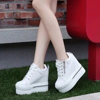 high wedge sneakers women chunky pu leather casual sneaker women schoes lace up womens trainers white sport shoes woman sneakers