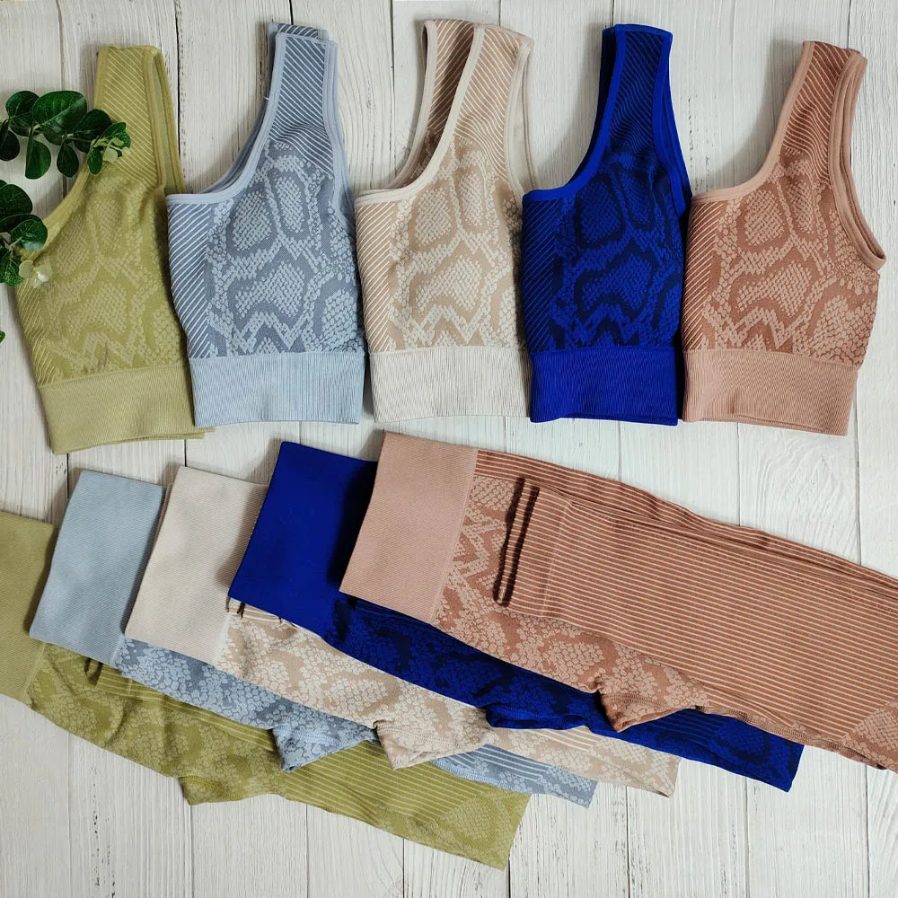 

Seamless Fitness Clothing Snake Print Sport Suit Bra Leggings Set Gym Outfit Woman Yoga Set Workout Clothes for Women Sportswear