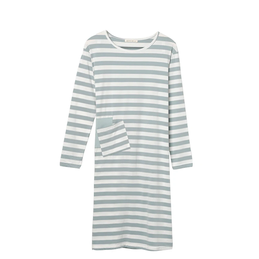Qianxiu Spring And Autumn Popular New Women Pure Cotton Round Neck Long Sleeve Comfortable Nightdress Girl Sexy Nightgown | Женская