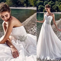 glamorous tulle satin sweetheart neckline a line wedding dresses with lace appliques pleated bridal gowns robe de mariage